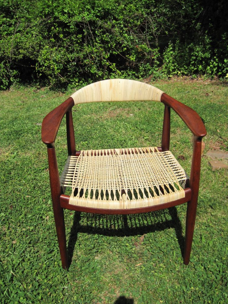 1950s wood and caned chair